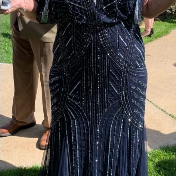 Navy and silver gown, unique and beautiful! Mother of the groom, worn once, 14 - Picture 5 of 8